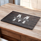 Rustic Wood Monogram Familienaam  Snijplank