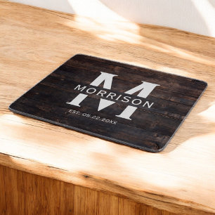 Rustic Wood Monogram Familienaam  Snijplank