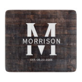 Rustic Wood Monogram Familienaam  Snijplank (Voorkant)