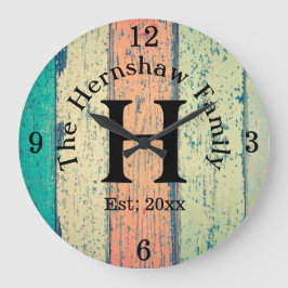 Rustic Wood Monogram Family Grote Klok