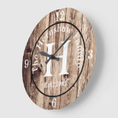 Rustic Wood Monogram Family Grote Klok (Hoek)