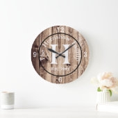 Rustic Wood Monogram Family Grote Klok (Huis)