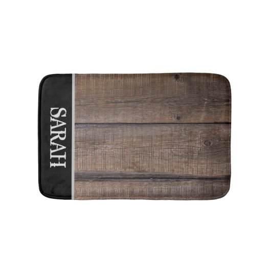 Rustic Wood Monogram Farmhouse Barn Distress Badmat (Voorkant)