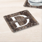 Rustic Wood Monogram Initiaal bruiloft Onderzetter (Schuin)