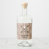 Rustic Wood Monogram Mini Likeurfles Etiket (Voorkant)