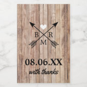 Rustic Wood Monogram Mini Wijn Etiket (Enkel label)