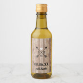 Rustic Wood Monogram Mini Wijn Etiket (Voorkant)