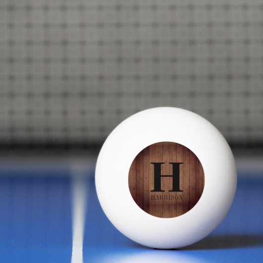 Rustic Wood Monogram  Pingpongbal (Net)