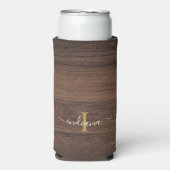 Rustic Wood Monogram Script Name Personated Seltzer Blikjeskoeler (Seltzer Voorkant)