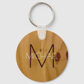 Rustic Wood Monogram Sleutelhanger (Voorkant)