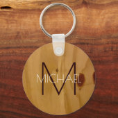 Rustic Wood Monogram Sleutelhanger (Voorkant)