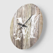 Rustic Wood Monogrammed Clock Grote Klok (Hoek)