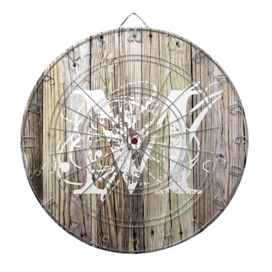 Rustic Wood Monogrammed Dartbord (Voorkant)