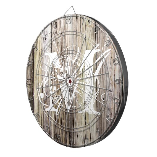 Rustic Wood Monogrammed Dartbord (Voorkant Rechts)