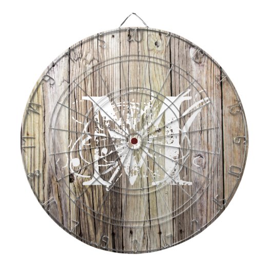 Rustic Wood Monogrammed Dartbord (Voorkant)