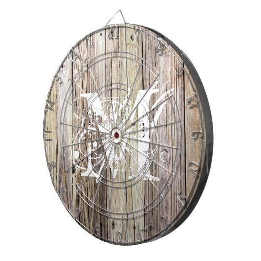 Rustic Wood Monogrammed Dartbord (Voorkant Rechts)