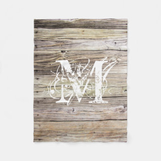 Rustic Wood Monogrammed Fleece Deken