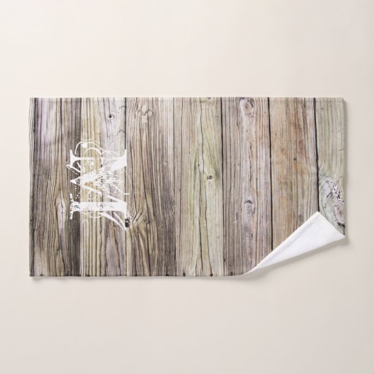 Rustic Wood Monogrammed Handdoek (Handdoek)