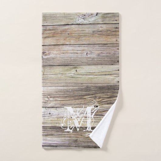 Rustic Wood Monogrammed Handdoek (Handdoek)