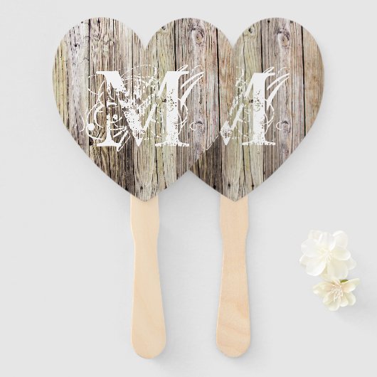 Rustic Wood Monogrammed Handwaaier (Voorkant en achterkant)