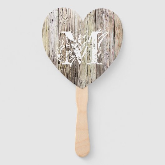 Rustic Wood Monogrammed Handwaaier (Voorkant)