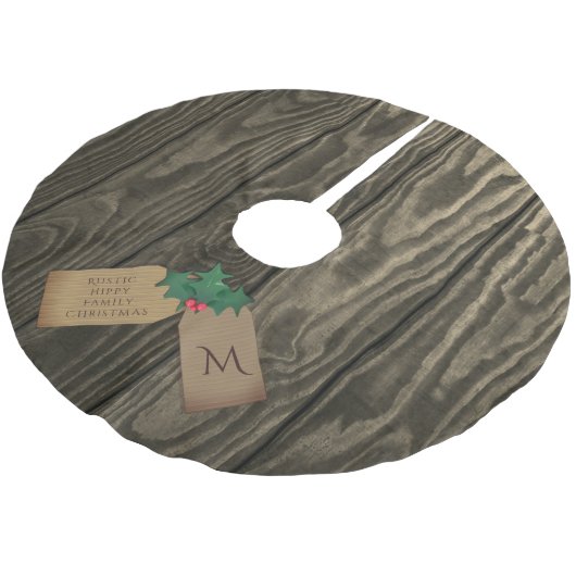 Rustic Wood monogrammed kerstboomrok Kerstboom Rok (Gekanteld)