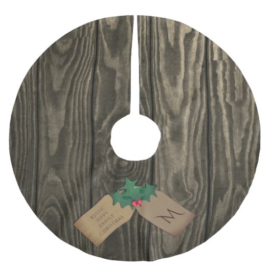 Rustic Wood monogrammed kerstboomrok Kerstboom Rok (Voorkant)