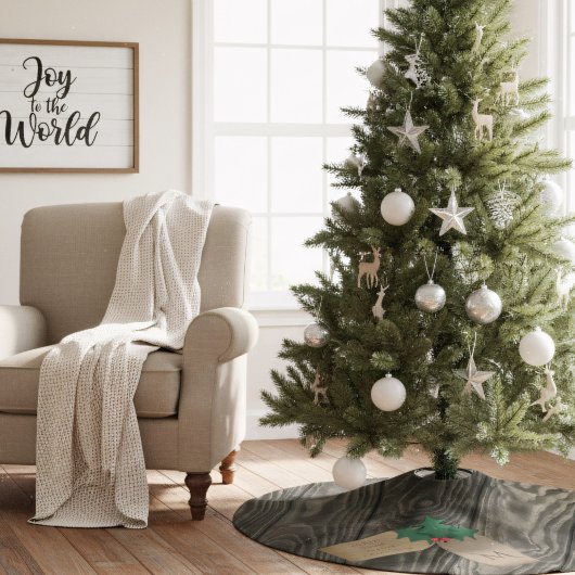 Rustic Wood monogrammed kerstboomrok Kerstboom Rok