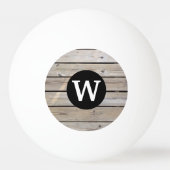 Rustic Wood Monogrammed Pingpongbal (Voorkant)