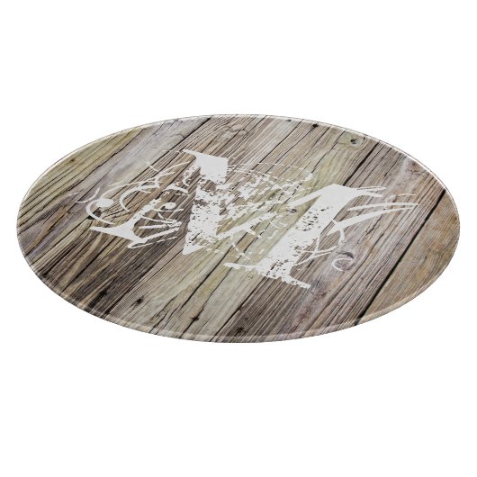 Rustic Wood Monogrammed Snijplank (Hoek)