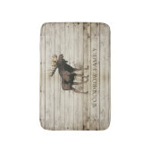Rustic Wood Moose Family Name Shower Curtain Badmat (Voorkant Verticaal)