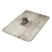 Rustic Wood Moose Family Name Shower Curtain Badmat (Gekanteld)