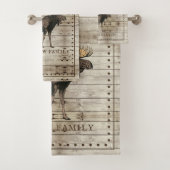 Rustic Wood Moose Towel Bad Handdoek (Insitu)