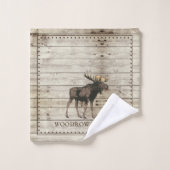 Rustic Wood Moose Towel Bad Handdoek (Wasdoekje)