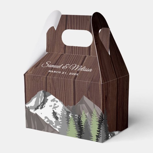 Rustic Wood Mountain Forest Wedding Bedankdoosjes (Voorkant Zijde)