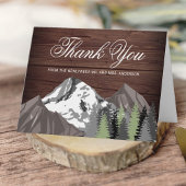 Rustic Wood Mountain Forest Wedding Bedankkaart