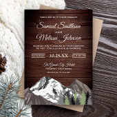 Rustic Wood Mountain Forest Wedding Invitation Kaart