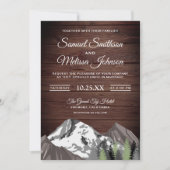 Rustic Wood Mountain Forest Wedding Invitation Kaart (Voorkant)