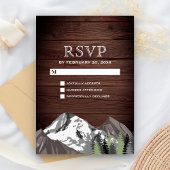 Rustic Wood Mountain Forest Wedding RSVP Kaartje