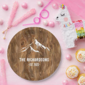 Rustic Wood Mountains gepersonaliseerde familie La Papieren Bordje (Feest)