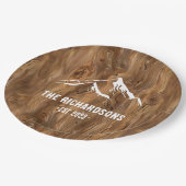 Rustic Wood Mountains gepersonaliseerde familie La Papieren Bordje (Gekanteld)