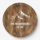 Rustic Wood Mountains gepersonaliseerde familie La Papieren Bordje (Voorkant)