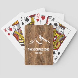 Rustic Wood Mountains gepersonaliseerde familie La Pokerkaarten