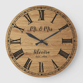 Rustic Wood Mr Mrs Custom Name Farmhouse Wooden Grote Klok