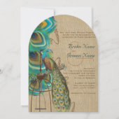 Rustic Wood Musical Peacock Bird Cage Feather Kaart (Voorkant)