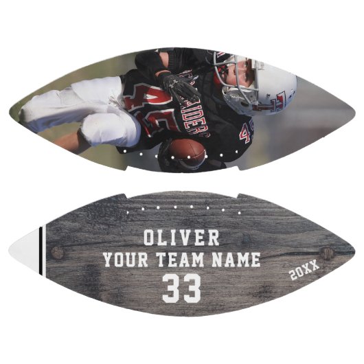 Rustic Wood Name Number Team Photo Football (Panelen)