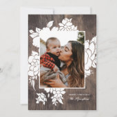 Rustic Wood | Natuurlijke | Floral-kerstfoto Feestdagenkaart (Voorkant)