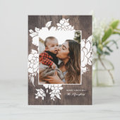 Rustic Wood | Natuurlijke | Floral-kerstfoto Feestdagenkaart (Staand voorkant)