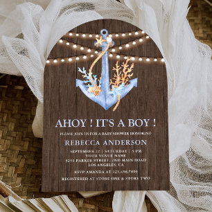 Rustic Wood Nautical Anchor Arch Baby shower Kaart