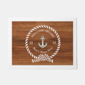 Rustic Wood Nautical Boat Name Anchor Rope Welkom Deurmat (Voorkant)